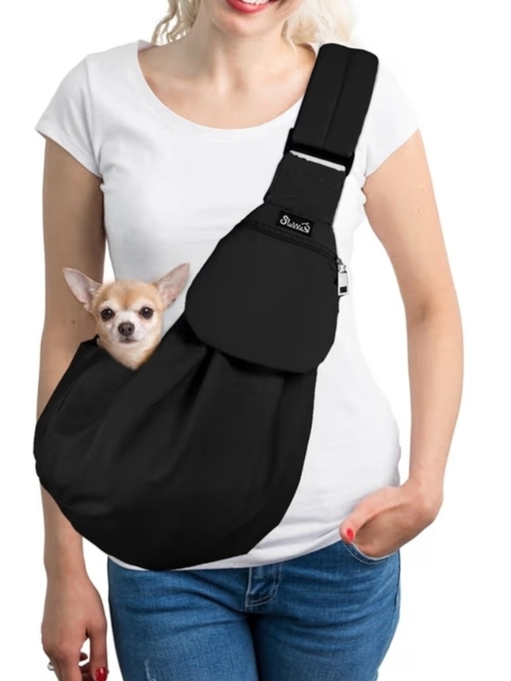 SlowTon Black Crossbody Pet Sling Carrier